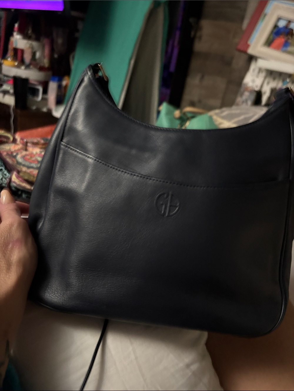 Giani Bernini Black Leather Shoulder Bag - Smooth Hobo